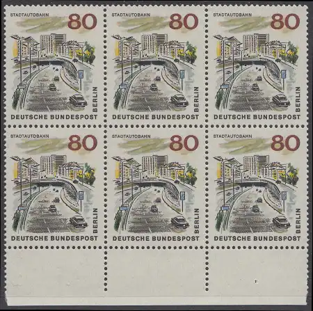 BERLIN 1965 Michel-Nummer 262 postfrisch horiz.BLOCK(6) RÄNDER unten - Das neue Berlin: Stadtautobahn
