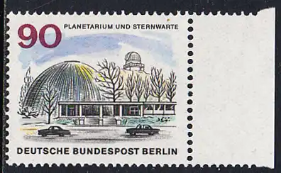 BERLIN 1965 Michel-Nummer 263 postfrisch EINZELMARKE RAND rechts (b) - Das neue Berlin: Planetarium und Wilhelm-Foerster-Sternwarte, Berlin-Steglitz
