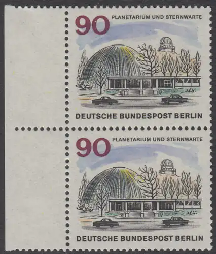 BERLIN 1965 Michel-Nummer 263 postfrisch vert.PAAR RAND links - Das neue Berlin: Planetarium und Wilhelm-Foerster-Sternwarte, Berlin-Steglitz