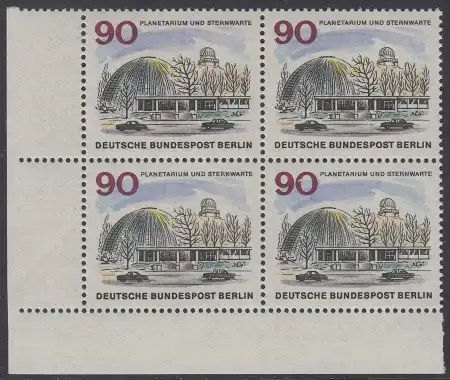 BERLIN 1965 Michel-Nummer 263 postfrisch BLOCK ECKRAND unten links - Das neue Berlin: Planetarium und Wilhelm-Foerster-Sternwarte, Berlin-Steglitz