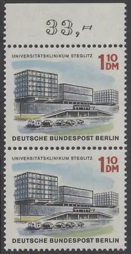 BERLIN 1965 Michel-Nummer 265 postfrisch vert.PAAR RAND oben - Das neue Berlin: Universitätsklinikum Steglitz