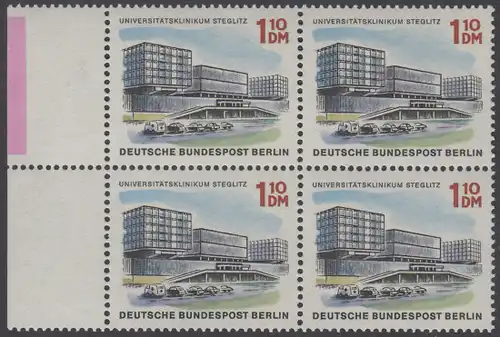 BERLIN 1965 Michel-Nummer 265 postfrisch BLOCK RÄNDER links (a02) - Das neue Berlin: Universitätsklinikum Steglitz