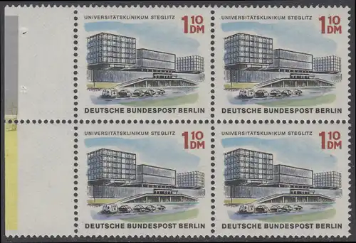 BERLIN 1965 Michel-Nummer 265 postfrisch BLOCK RÄNDER links (a03) - Das neue Berlin: Universitätsklinikum Steglitz