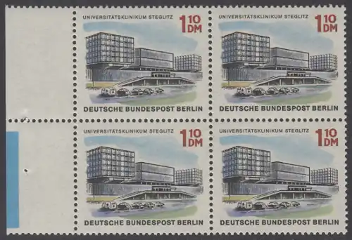 BERLIN 1965 Michel-Nummer 265 postfrisch BLOCK RÄNDER links (a01) - Das neue Berlin: Universitätsklinikum Steglitz