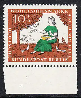 BERLIN 1965 Michel-Nummer 266 postfrisch EINZELMARKE RAND unten - Märchen der Gebrüder Grimm: Aschenputtel