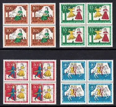 BERLIN 1965 Michel-Nummer 266-269 postfrisch SATZ(4) BLÖCKE - Märchen der Gebrüder Grimm: Aschenputtel