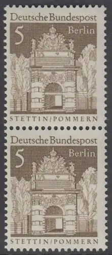 BERLIN 1966 Michel-Nummer 270 postfrisch vert.PAAR - Deutsche Bauwerke aus zwölf Jahrhunderten: Berliner Tor, Stettin