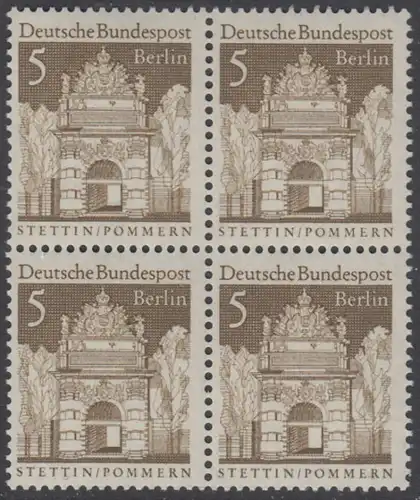 BERLIN 1966 Michel-Nummer 270 postfrisch BLOCK - Deutsche Bauwerke aus zwölf Jahrhunderten: Berliner Tor, Stettin