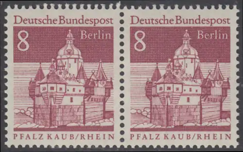 BERLIN 1966 Michel-Nummer 271 postfrisch horiz.PAAR - Deutsche Bauwerke aus zwölf Jahrhunderten: Pfalzgrafenstein im Rhein bei Kaub