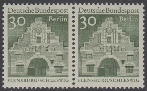 BERLIN 1966 Michel-Nummer 274 postfrisch horiz.PAAR - Deutsche Bauwerke aus zwölf Jahrhunderten: Nordertor, Flensburg