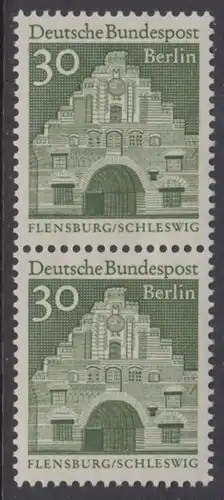 BERLIN 1966 Michel-Nummer 274 postfrisch vert.PAAR - Deutsche Bauwerke aus zwölf Jahrhunderten: Nordertor, Flensburg
