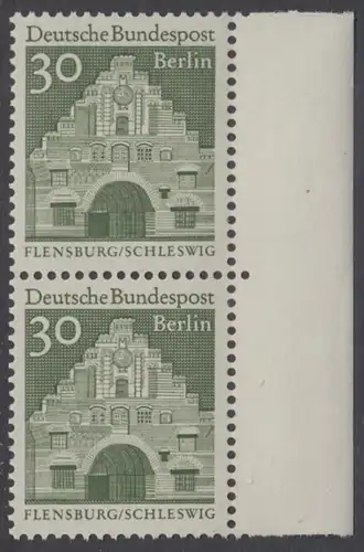 BERLIN 1966 Michel-Nummer 274 postfrisch vert.PAAR RAND rechts - Deutsche Bauwerke aus zwölf Jahrhunderten: Nordertor, Flensburg