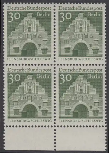 BERLIN 1966 Michel-Nummer 274 postfrisch BLOCK RÄNDER unten - Deutsche Bauwerke aus zwölf Jahrhunderten: Nordertor, Flensburg