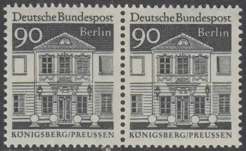 BERLIN 1966 Michel-Nummer 281 postfrisch horiz.PAAR - Deutsche Bauwerke aus zwölf Jahrhunderten: Zschokkesches Damenstift, Königsberg