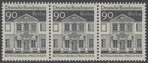 BERLIN 1966 Michel-Nummer 281 postfrisch horiz.STRIP(3) - Deutsche Bauwerke aus zwölf Jahrhunderten: Zschokkesches Damenstift, Königsberg