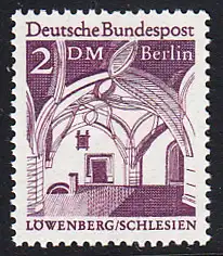 BERLIN 1966 Michel-Nummer 285 postfrisch EINZELMARKE - Deutsche Bauwerke aus zwölf Jahrhunderten: Bürgerhalle des Rathauses Lüwenberg (Schlesien)