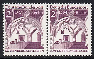 BERLIN 1966 Michel-Nummer 285 postfrisch horiz.PAAR - Deutsche Bauwerke aus zwölf Jahrhunderten: Bürgerhalle des Rathauses Löwenberg (Schlesien)