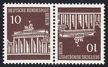 BERLIN 1966 Michel-Nummer 286_K5 postfrisch horiz.PAAR (K5) - Brandenburger Tor