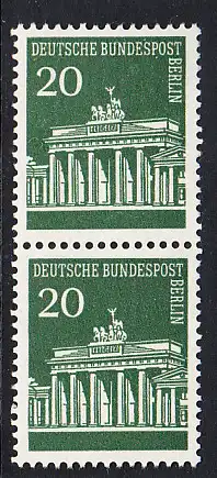 BERLIN 1966 Michel-Nummer 287 postfrisch vert.PAAR - Brandenburger Tor