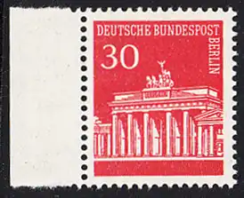 BERLIN 1966 Michel-Nummer 288 postfrisch EINZELMARKE RAND links (a) - Brandenburger Tor