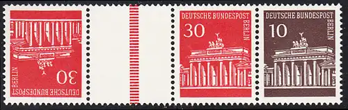 BERLIN 1966 Michel-Nummer 288_KZ3b+ postfrisch horiz.PAAR (KZ3b+) - Brandenburger Tor