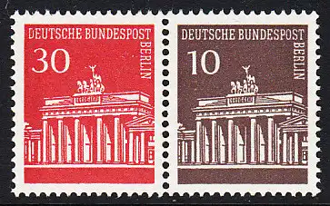 BERLIN 1966 Michel-Nummer 288_W44 postfrisch horiz.PAAR (W44) - Brandenburger Tor