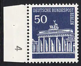 BERLIN 1966 Michel-Nummer 289 postfrisch EINZELMARKE RAND links - Brandenburger Tor