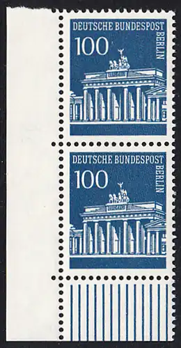 BERLIN 1966 Michel-Nummer 290 postfrisch vert.PAAR ECKRAND unten links - Brandenburger Tor