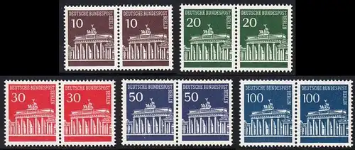 BERLIN 1966 Michel-Nummer 286-290 postfrisch SATZ(5) horiz.PAARE - Brandenburger Tor