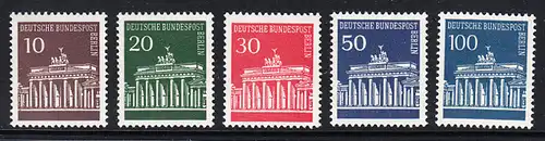 BERLIN 1966 Michel-Nummer 286-290 postfrisch SATZ(5) EINZELMARKEN - Brandenburger Tor