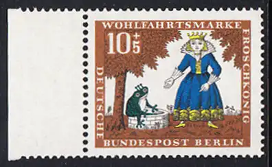 BERLIN 1966 Michel-Nummer 295 postfrisch EINZELMARKE RAND links - Märchen der Brüder Grimm: Der Froschkönig