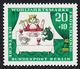 BERLIN 1966 Michel-Nummer 296 postfrisch EINZELMARKE - Märchen der Brüder Grimm: Der Froschkönig