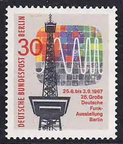 BERLIN 1967 Michel-Nummer 309 postfrisch EINZELMARKE - Große Deutsche Funkausstellung, Berlin