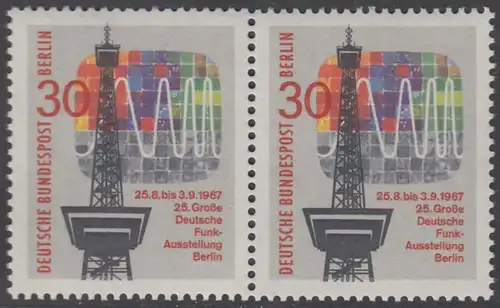 BERLIN 1967 Michel-Nummer 309 postfrisch horiz.PAAR - Große Deutsche Funkausstellung, Berlin