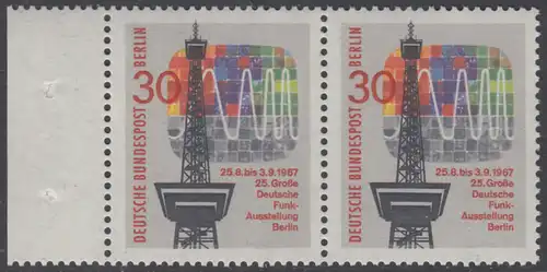 BERLIN 1967 Michel-Nummer 309 postfrisch horiz.PAAR RAND links - Große Deutsche Funkausstellung, Berlin