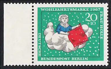 BERLIN 1967 Michel-Nummer 311 postfrisch EINZELMARKE RAND links - Märchen der Brüder Grimm: Frau Holle