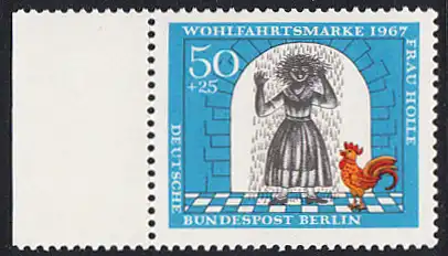 BERLIN 1967 Michel-Nummer 313 postfrisch EINZELMARKE RAND links - Märchen der Brüder Grimm: Frau Holle