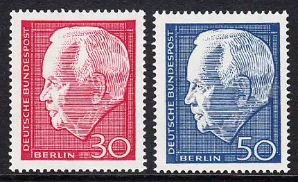 BERLIN 1967 Michel-Nummer 314-315 postfrisch SATZ(2) EINZELMARKEN - Wiederwahl des Bundespräsidenten Heinrich Lübke