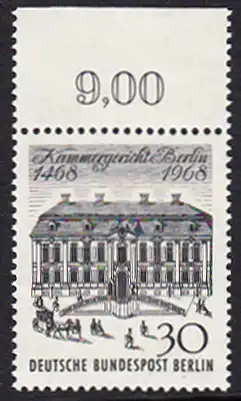 BERLIN 1968 Michel-Nummer 320 postfrisch EINZELMARKE RAND oben (e) - Kammergericht Berlin
