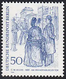 BERLIN 1969 Michel-Nummer 337 postfrisch EINZELMARKE - Berliner des 19. Jahrhunderts: Am Brandenburger Tor