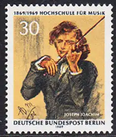 BERLIN 1969 Michel-Nummer 347 postfrisch EINZELMARKE - Hochschule für Musik Berlin, Joseph Joachim, 1. Direktor der Schule