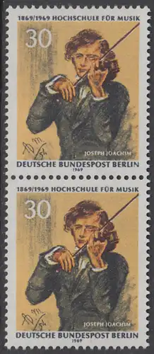 BERLIN 1969 Michel-Nummer 347 postfrisch vert.PAAR - Hochschule für Musik Berlin, Joseph Joachim, 1. Direktor der Schule
