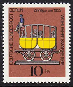 BERLIN 1969 Michel-Nummer 348 postfrisch EINZELMARKE - Zinnfiguren: Postwagen