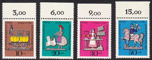 BERLIN 1969 Michel-Nummer 348-351 postfrisch SATZ(4) EINZELMARKEN RÄNDER oben (a) - Zinnfiguren