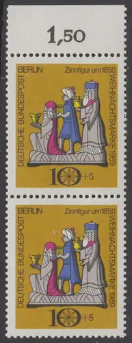 BERLIN 1969 Michel-Nummer 352 postfrisch vert.PAAR RAND oben (a01) - Weihnachten