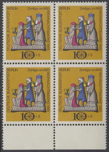 BERLIN 1969 Michel-Nummer 352 postfrisch BLOCK RÄNDER unten - Weihnachten