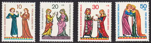 BERLIN 1970 Michel-Nummer 354-357 postfrisch SATZ(4) EINZELMARKEN - Minnesänger