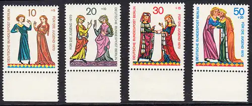 BERLIN 1970 Michel-Nummer 354-357 postfrisch SATZ(4) EINZELMARKEN RÄNDER unten - Minnesänger