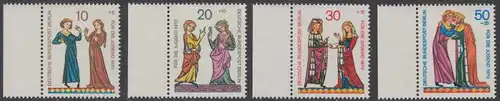 BERLIN 1970 Michel-Nummer 354-357 postfrisch SATZ(4) EINZELMARKEN RÄNDER links - Minnesänger