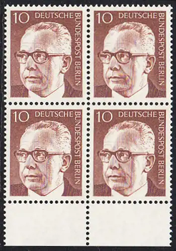 BERLIN 1970 Michel-Nummer 361 postfrisch BLOCK RÄNDER unten - Bundespräsident Dr. Gustav Heinemann
